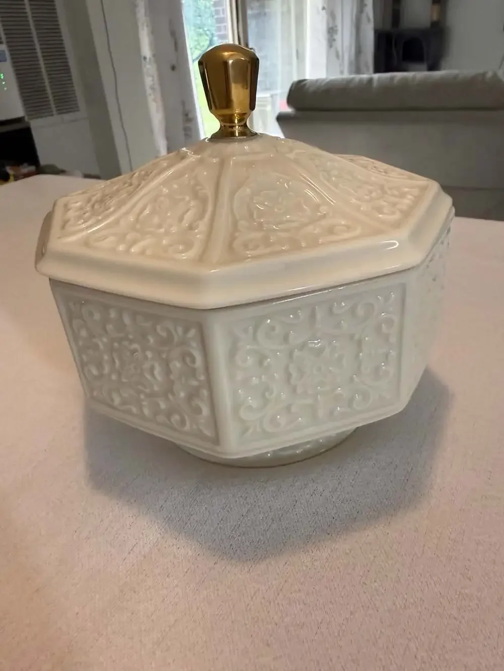Vintage Lenox Chatham Ivory Porcelain Candy Dish with 24K Gold Trim